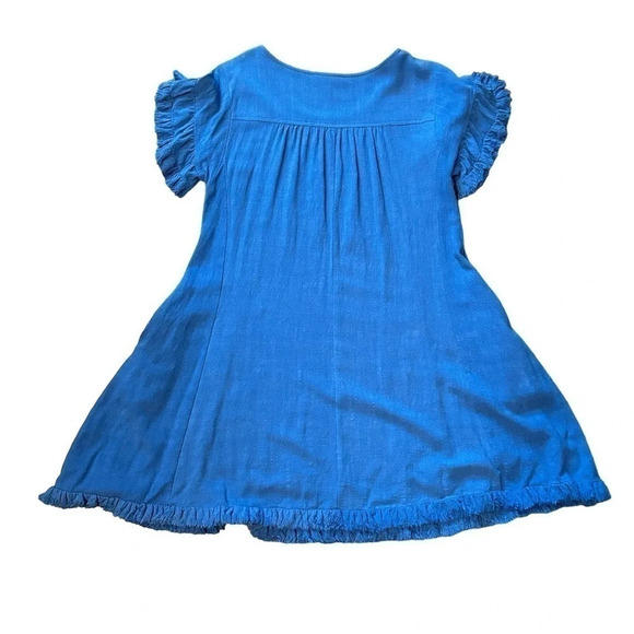 Umgee Royal Aline Womens Small Aline dress Ruffle Frayed Sleeves Fray Hem EUC - Picture 2 of 7